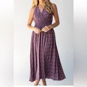 Natural Life Erin Floral Sleeveless
Halter Maxi size medium blue pink red